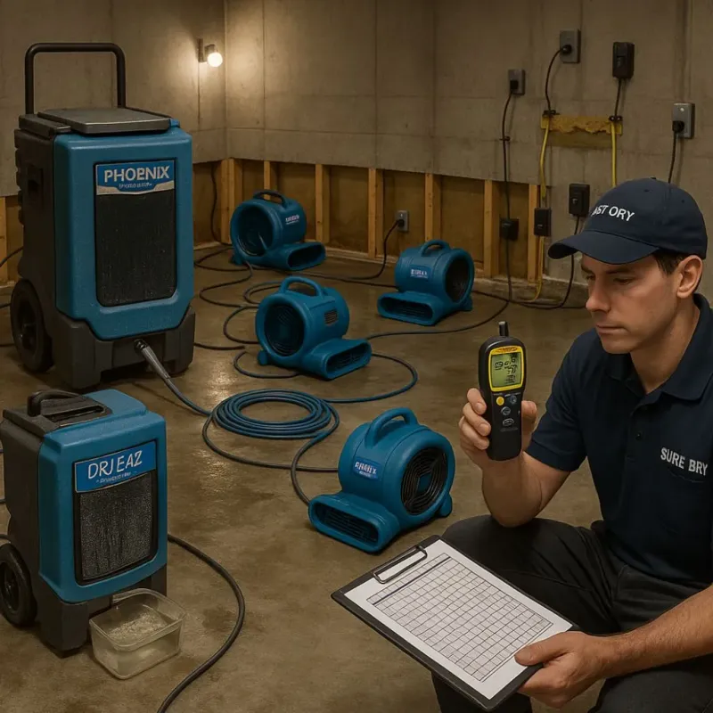 Structural Drying and Dehumidification process in Bellview, FL